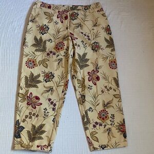 TALBOTS 100% Cotton Cream Floral Chinos